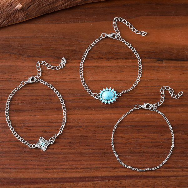 Wholesale Vintage Bohemian Imitation Turquoise Bracelet 3 Pack Zinc Alloy Fashion Accessory For Gift And Everyday Wear