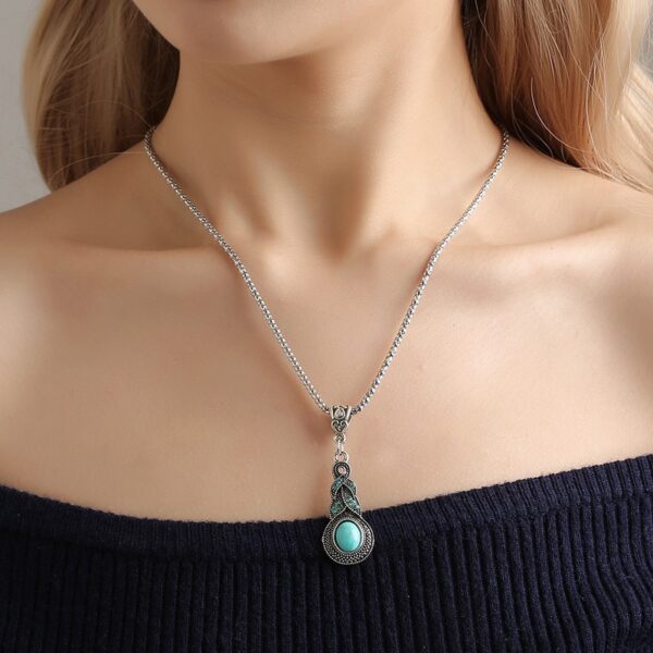 oly-7302598c3de7963b02d322c418604a20 Wholesale Vintage Turquoise Pendant Necklace Earring Set Zinc Alloy Geometric Jewelry Set Boutique Resale Party Accessory