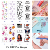 Wholesale 2/8/16pcs Colorful Butterfly Ghost Cartoon Character & Badge Text Print Pen and Bookmark Stickers UV DTF Wraps OLY Exclusive