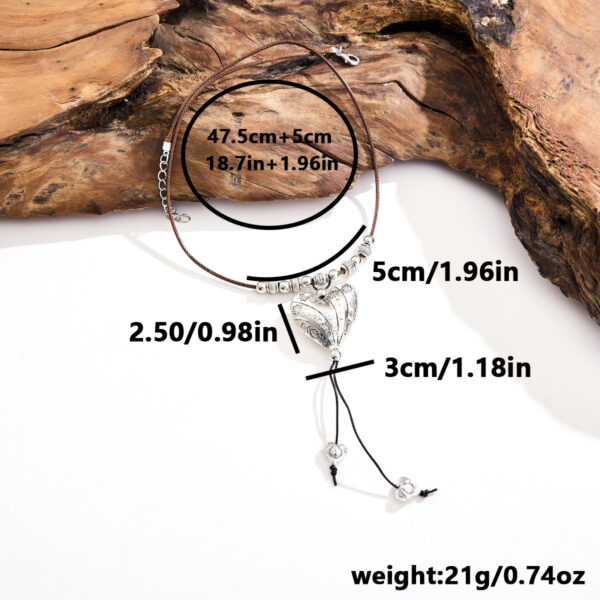 oly-734b88f842ed1ed1091cd8a5453c1d29 Wholesale Bohemian Heart Pendant Leather Rope Necklace For Women Retro Style Fashion Jewelry Boutique Resale Gift
