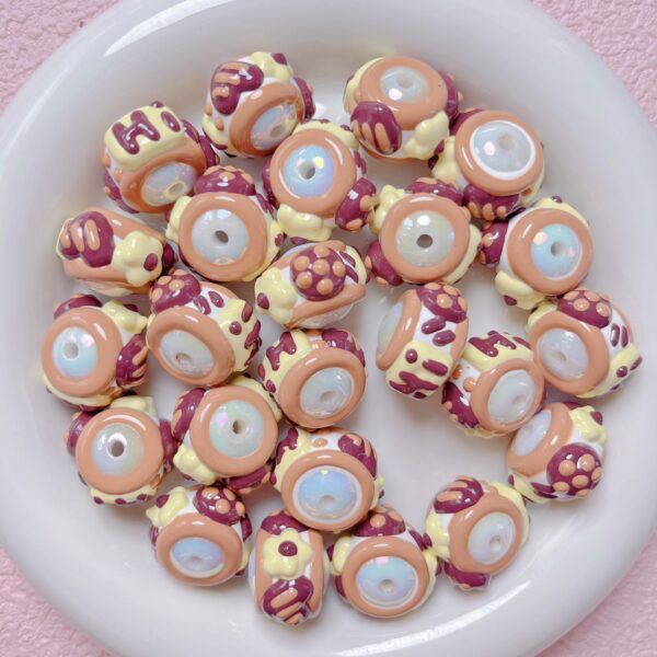 Wholesale Trendy Hand-Painted Acrylic Cartoon Beads 16mm Black Coffee Color for DIY Phone Chain Keychain Craft Supply Boutique Resale