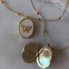 Wholesale Vintage Butterfly Shell Locket Necklace Openable Photo Frame Pendant Jewelry Fashion Accessory