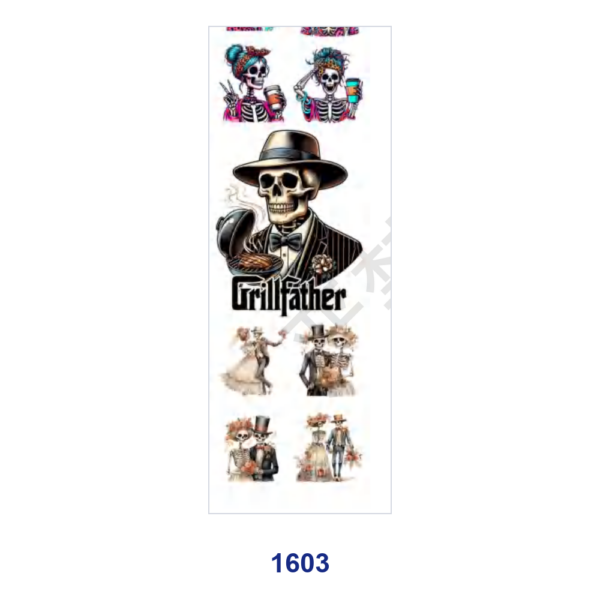 oly-73f9ecf89656cb0247cdc6aa19e73648 Wholesale 2/8/16pcs Funny Skeleton Couple Rainbow Quote Print Pen and Bookmark Stickers UV DTF Wraps OLY Exclusive