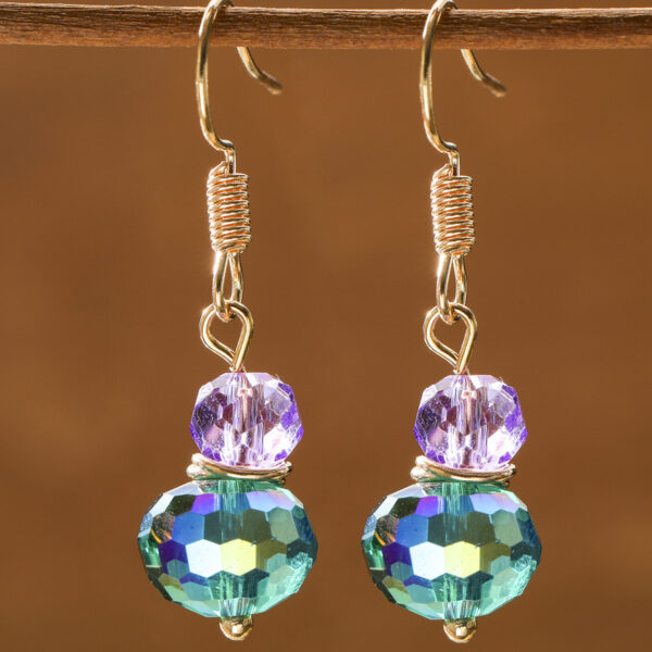 Wholesale Retro Green Purple Gemstone Drop Earrings For Women Party Wear Fashion Accessory Gift