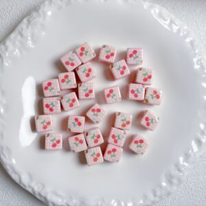 09-cherry / Size is about 14mm, hole diameter is about 4mm