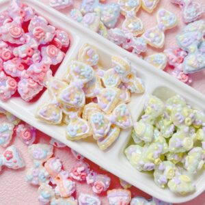 Wholesale Chic Hand Painted Acrylic Bow Loose Beads Light Yellow DIY Phone Strap and Bag Charm Craft Supplies for Resale