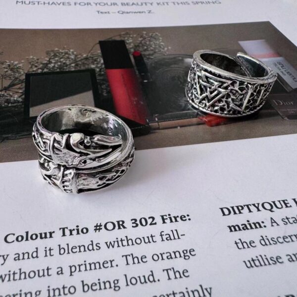 oly-7487ec80f119a7c8707a1e99053ace76 Wholesale Vintage Wolf Head Arrow Ring Adjustable Zinc Alloy Antique Finish Unisex Jewelry Accessory Good For Gift Or Resale
