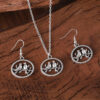 Wholesale Trendy Geometric Circle Hollow Bird Pendant Earrings Necklace Set Retro Alloy Jewelry Boutique Resale