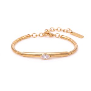 Horizontal Marquise Zircon Snake Bone Chain Bracelet