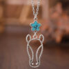 oly-74ca32b7c237fdd23445166a638d837c Wholesale Vintage Boho Horse Head Pendant Necklace Zinc Alloy Antique Silver Finish Turquoise Inlay Fashion Accessory