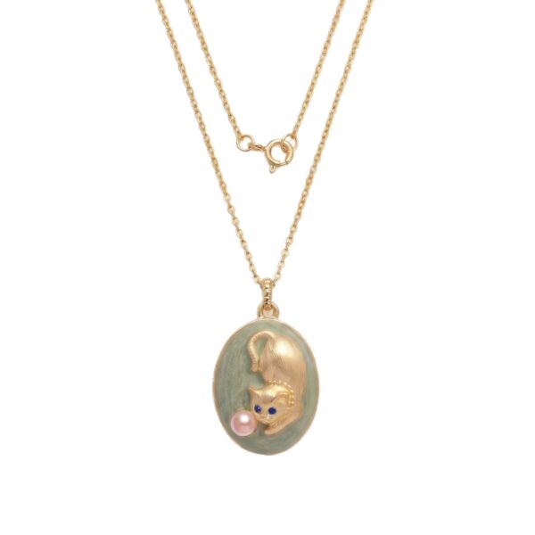 oly-74d53ac54bd4229f4caf4d425153cc94 Wholesale Vintage Cat Locket Necklace Copper Pendant Jewelry For Women