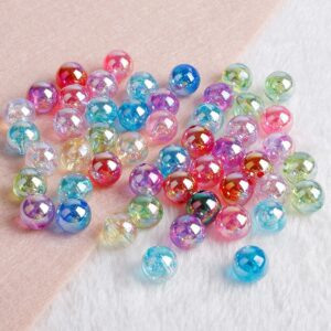 Wholesale Acrylic Colorful Transparent AB Coated Round Beads for DIY Jewelry Making, Jewelry Accessory Gift