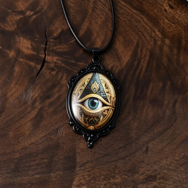 oly-7530f8766a520b2c9eeb103072e59842 Wholesale Gothic All Seeing Eye Pendant Necklace Retro Horus Eye Amulet Black Rope Chain Zinc Alloy Jewelry For Boutique Resale Or Gift