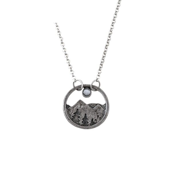 oly-7543fdaec3259412b55f222000d42ceb Wholesale Retro Bohemian Round Openwork Turquoise Mountain Pendant Necklace Antique Silver Finish Gift