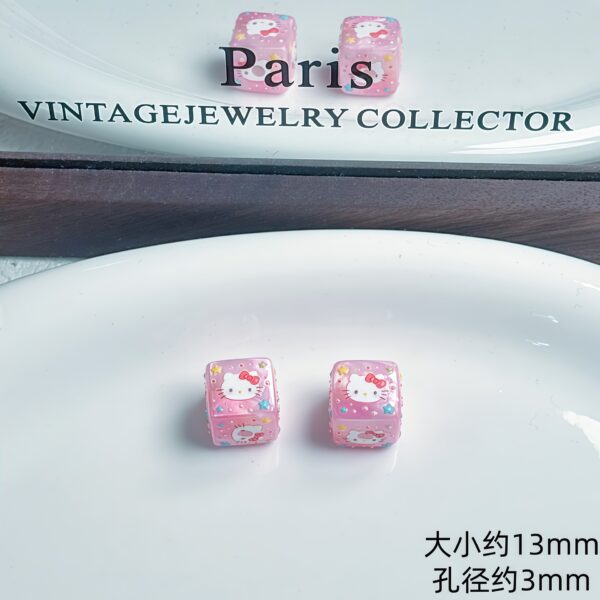 Wholesale Acrylic Embossed Cartoon Cat Square Beads DIY Phone Charm Bag Pendant Craft Supply