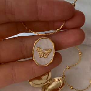 Wholesale Vintage Butterfly Shell Locket Necklace Openable Photo Frame Pendant Jewelry Fashion Accessory