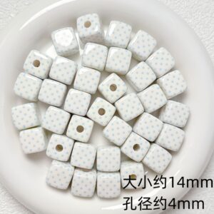 11-blue polka dots / Size is about 14mm, hole diameter is about 4mm
