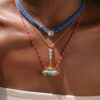 Wholesale Retro Geometric Evil Eye Unicorn Necklace Colorful Beaded Chain Fashion Jewelry Accessory