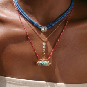 oly-7586c7e9c074216e03450e874badb441 Wholesale Retro Geometric Evil Eye Unicorn Necklace Colorful Beaded Chain Fashion Jewelry Accessory