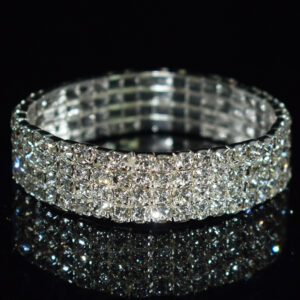4 rows silver white diamond