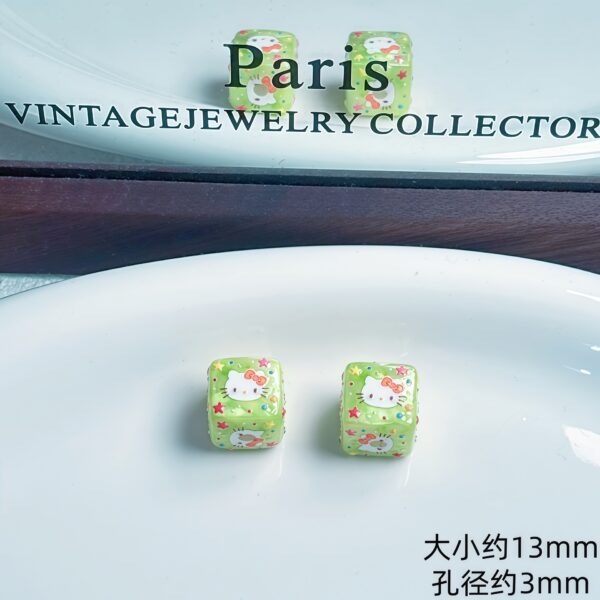 Wholesale Acrylic Embossed Cartoon Cat Square Beads DIY Phone Charm Bag Pendant Craft Supply