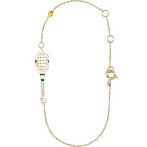 White and green tennis racket bracelet