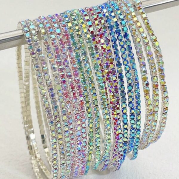 oly-76711c9348e29f3dadc1ffaacceafd49 Wholesale Stylish Silver Tone Rhinestone Elastic Tennis Bracelet Purple Crystal Bangle Women S Jewelry Accessory For Everyday Wear Resale