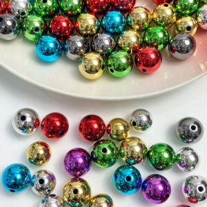 oly-772207251b8ef35f319943dc5f37cd44 Wholesale Electroplated Gold Acrylic Round Beads 14mm Loose Beads for DIY Jewelry Keychain, Gift Decorative Accessory