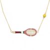 Wholesale Stainless Steel Tennis Racket Necklace Bracelet Set 18K Gold Plated Sporty Jewelry For Fans Gift