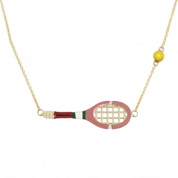 Wholesale Stainless Steel Tennis Racket Necklace Bracelet Set 18K Gold Plated Sporty Jewelry For Fans Gift