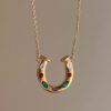 oly-77e0a175e5c94febb4aa757198a9ec9e Wholesale Stainless Steel Rainbow Horseshoe U Shape Pendant Necklace With Zircon Women S Fashion Jewelry Gift