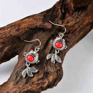A pair of koi pendant ear hooks