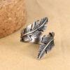 oly-783b3c58a66a459e32e2f3d1497f724b Wholesale Distressed Leaf Ring Antique Silver Zinc Alloy Punk Hip Hop Chic Jewelry Accessory Boutique Resale Gift