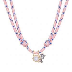 Dog Zircon Orange Cord Necklace