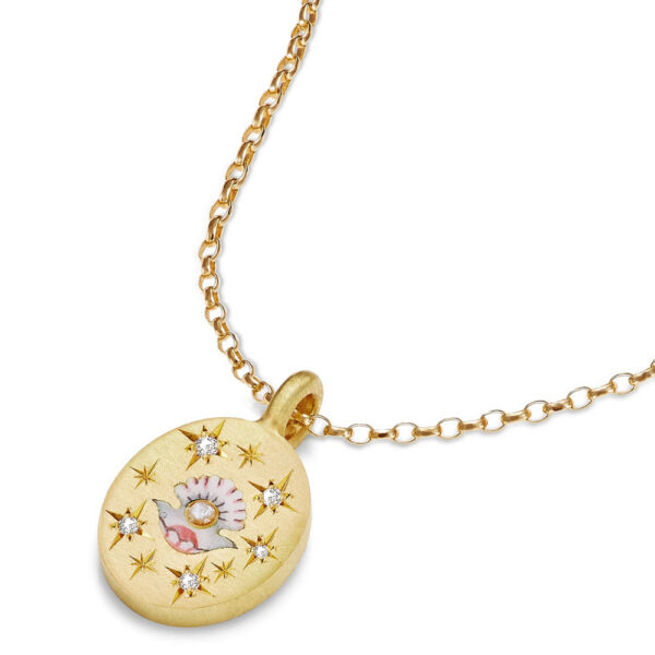 Wholesale Trendy Stainless Steel Electroplated Hand Painted Flower Heart Pendant Necklace Fashion Jewelry Accessory