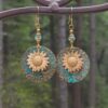 oly-79037b138465a0ed7cae2368bf65cc64 Wholesale Retro Bohemian Sunflower Earrings Alloy Double Layer Vintage Jewelry Accessory Party Gift