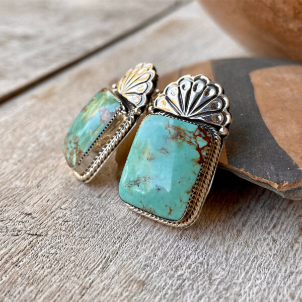 Wholesale Retro Turquoise Carved Bohemian Earrings Women S Fashion Jewelry Accessory Gift