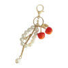 Wholesale Chic Cherry Keychain Bag Charm With Pearl Trim Gradient Red Acrylic Car Key Accessory For Gift And Resale