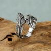 oly-79c306186a6cea32fe811eec9b4afd7c Wholesale Distressed Leaf Ring Antique Silver Zinc Alloy Punk Hip Hop Chic Jewelry Accessory Boutique Resale Gift