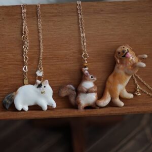 Wholesale Copper Electroplated 3D Animal Pendant Necklace Cute Dog Cat Squirrel Design Fashion Gift