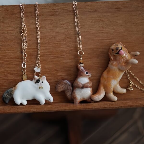 oly-79f737efc01ccbfb4f6d0235e14ca67a Wholesale Copper Electroplated 3D Animal Pendant Necklace Cute Dog Cat Squirrel Design Fashion Gift