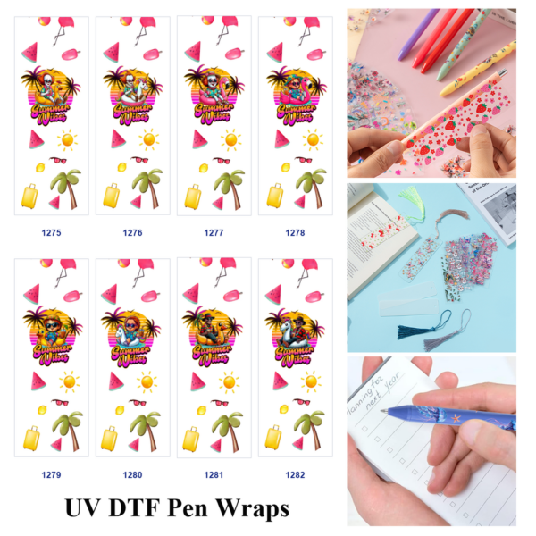 oly-7a1ecf81a423ea4d06ca669072539e52 Wholesale 2/8/16pcs Retro Summer Vibe Spooky Character Watermelon Palm Tree Sun Luggage Travel Print Pen and Bookmark Stickers UV DTF Wraps OLY Exclusive