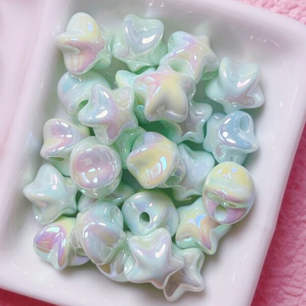 Wholesale 12mm UV Plated Cream Acrylic Star Beads DIY Phone Charm Car Key Accessory for Resale