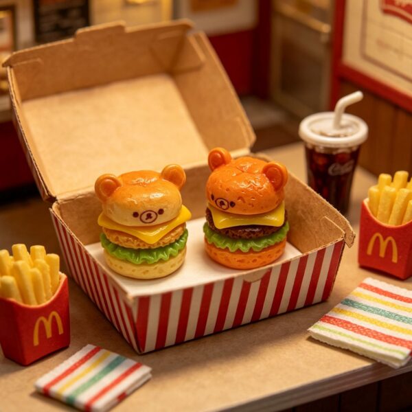oly-7a4a427a48e3e729f3291bcf8fd9d6f3 Wholesale Bear Cheese Burger Miniature Fast Food Resin DIY Keychain Fridge Magnet Bag Charm for Car Keys and Party Gifts