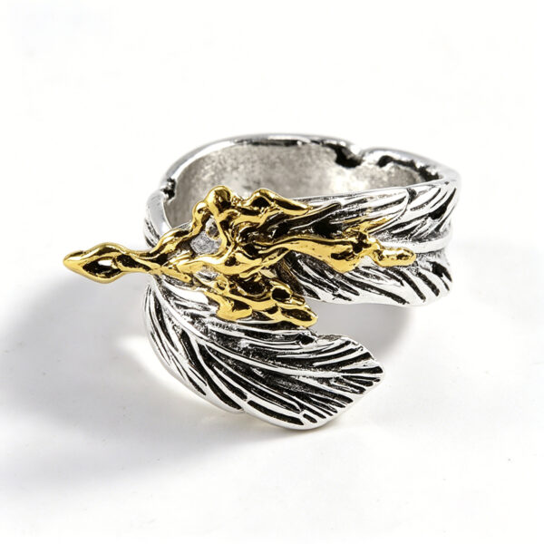 oly-7ab46c3b59784825047140efa927b690 Wholesale Silver Toned Feather Flame Open Ring Vintage Adjustable Zinc Alloy Jewelry Fashion Gift