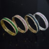 Wholesale Rhinestone 3 Row Open Bangle Bracelet For Women Silver Fashion Jewelry Office Style Boutique Resale Gift