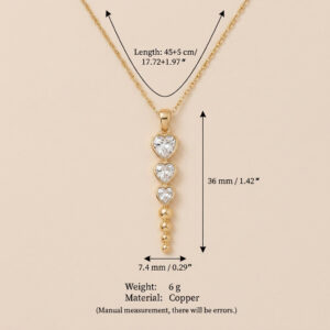 Long heart-shaped diamond stacked necklace