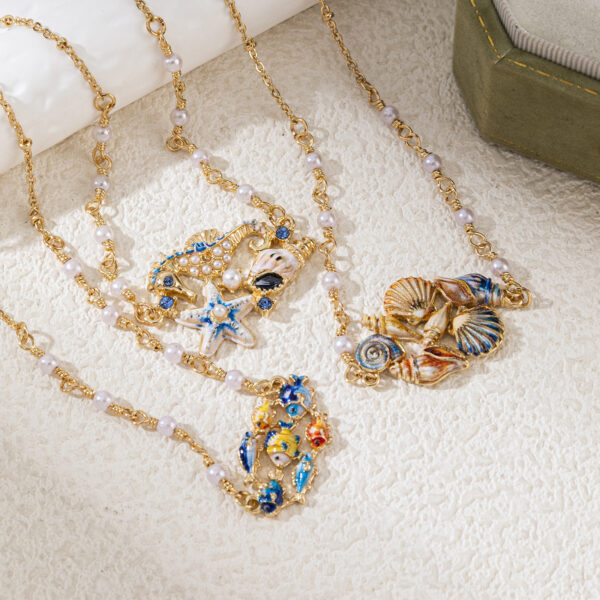 oly-7b8051f5e6d0b712c344358076fbaa3f Wholesale Copper Ocean Necklace With Starfish Shell Charms For Summer Beach Chic Jewelry Accessory