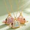 oly-7b8bccd0781a896b8f138270f96f1281 Wholesale Copper Electroplated Open Close Handbag Pendant Necklace Cute Animal Dog Rabbit Pig Charm Gift Jewelry Accessory