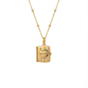 Golden love color zirconium necklace